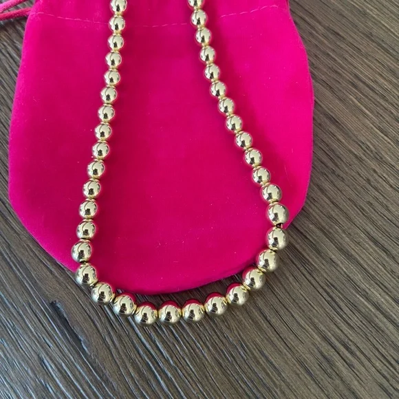 14k 7mm Gold Beaded Necklace - Picture 2 of 5